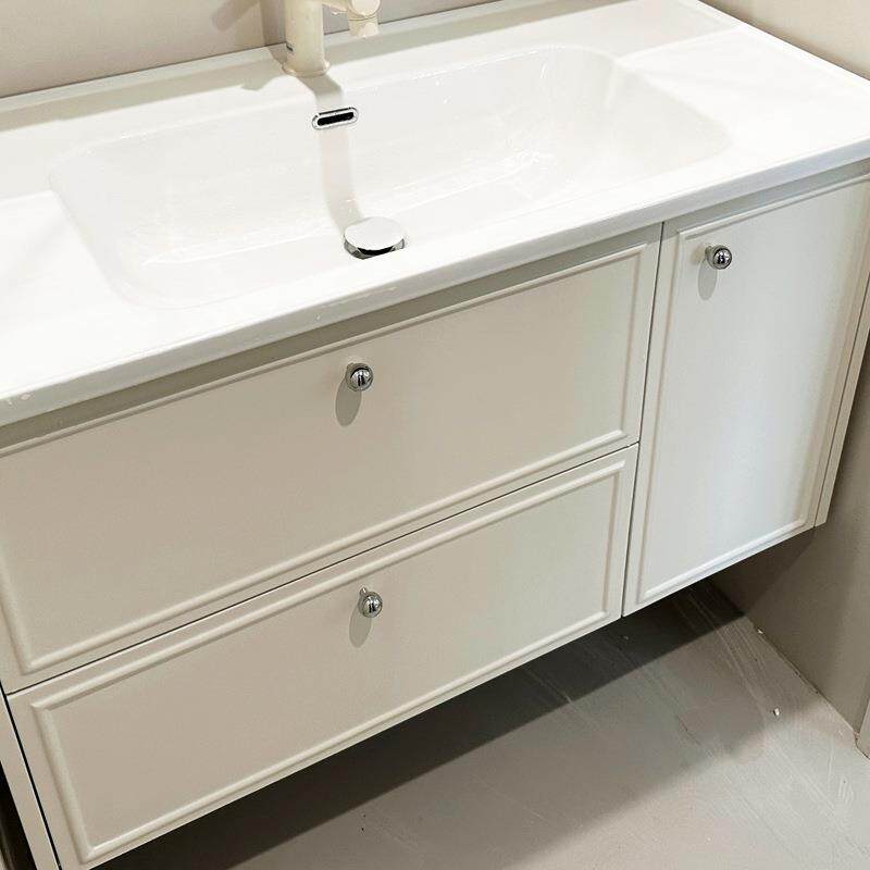 纯实木法式复古浴室柜陶瓷一体盆奶油风洗手台洗脸洗漱台橡木烤漆