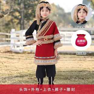 高档蒙古古服族男童儿童蒙服演出马甲蒙袍蒙古族元素蒙古族舞蹈服