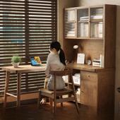 Sunx实木角桌桌书柜书架一体组合彷古l型角桌学生自习桌