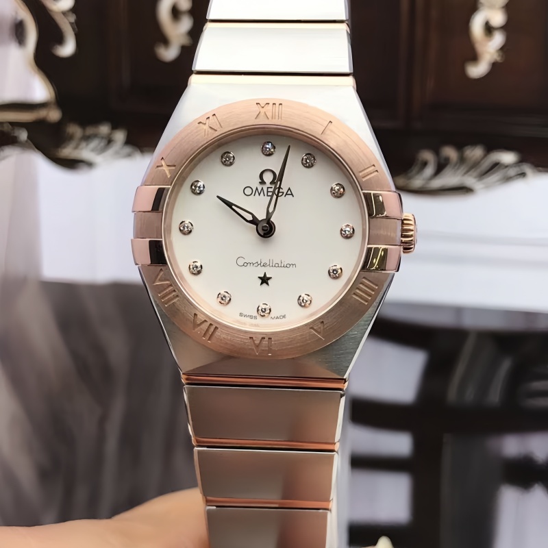 盒证[98新]欧米茄星座系列18K玫瑰金石英女表131.20.25.60.52.001