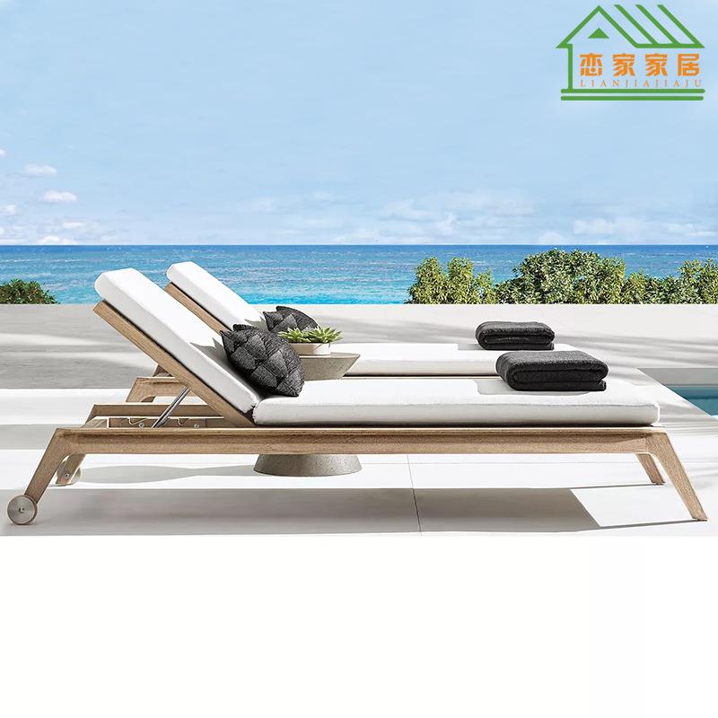 户外沙发酒店别墅庭院阳台实木沙发室外花园露台休闲柚木沙发家具