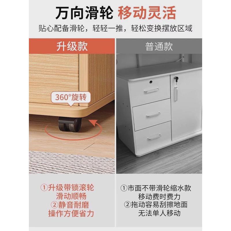 办公室文件柜带锁小柜子收纳抽屉矮柜打印机置物架移动桌下储物柜
