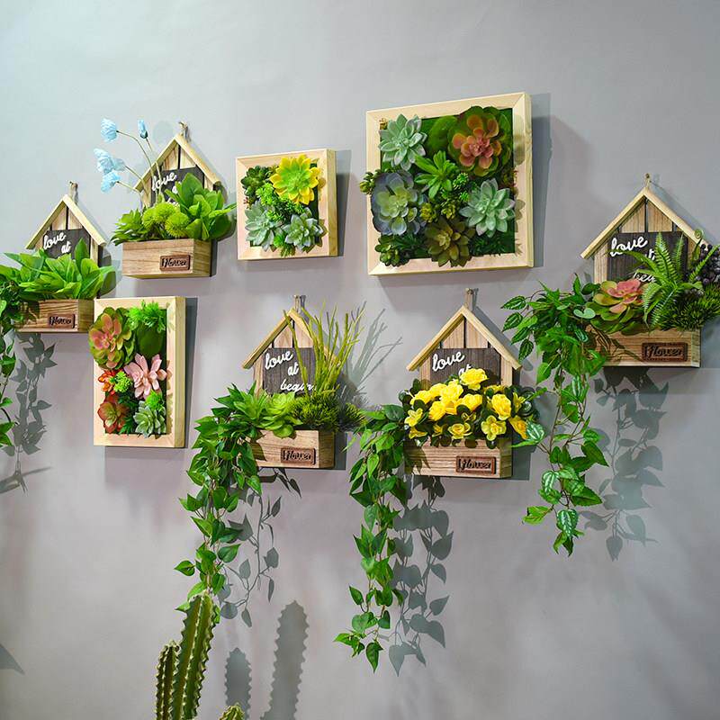 挂墙假花 壁挂装饰 多肉相框墙面上挂件彷真塑料花篮客厅墙壁室内