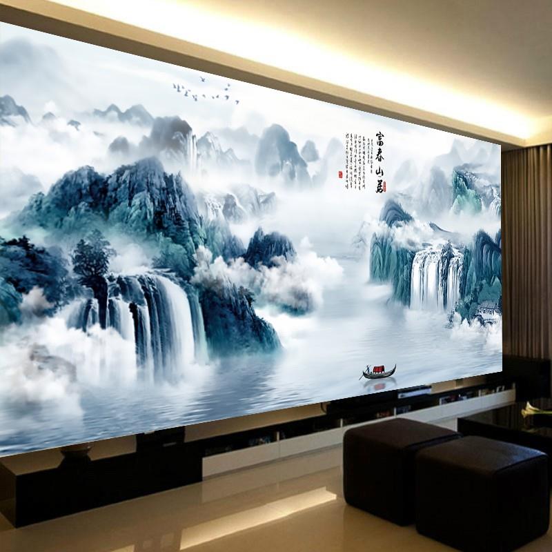 四大名画十字绣富春山居图十2022新款线绣客厅高端山水大画自己绣