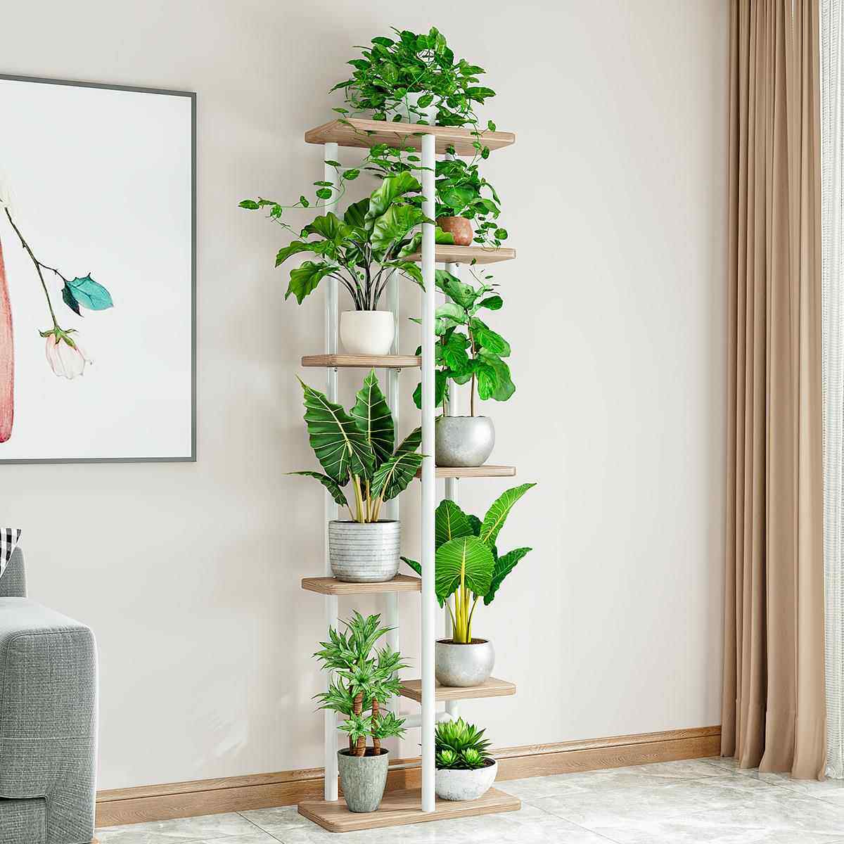 外索尔简易铁艺盆栽落置物架子室内客NPK厅户园艺多层地诺式阳台