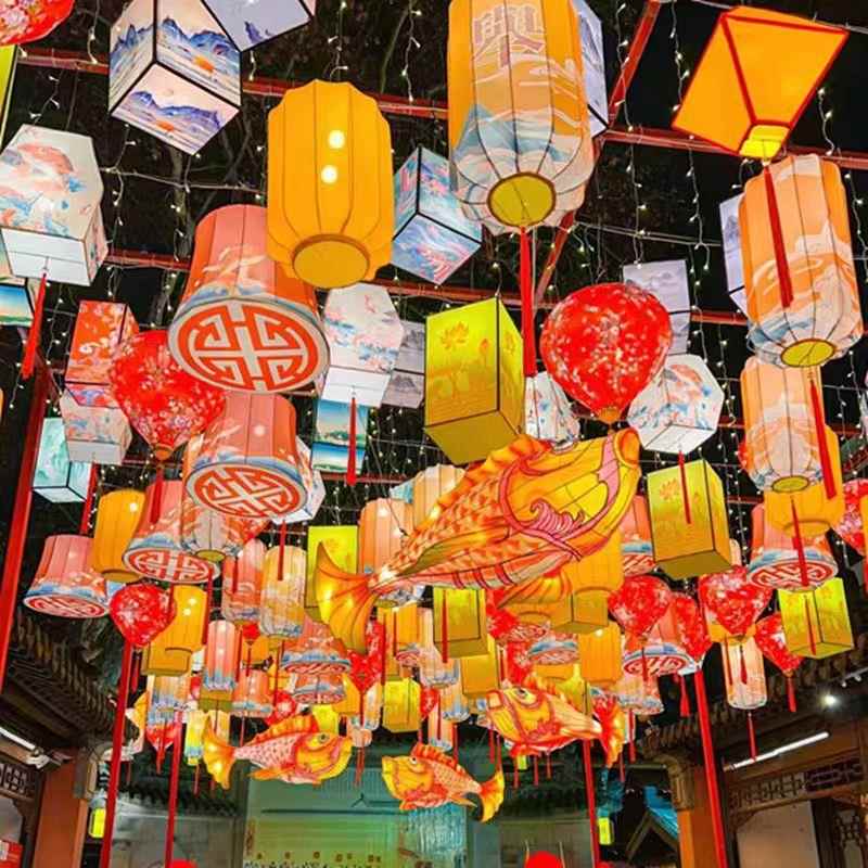 2025新年春节花灯元宵灯会锦鲤鱼灯笼成品街道装置彩灯鲤鱼灯现货