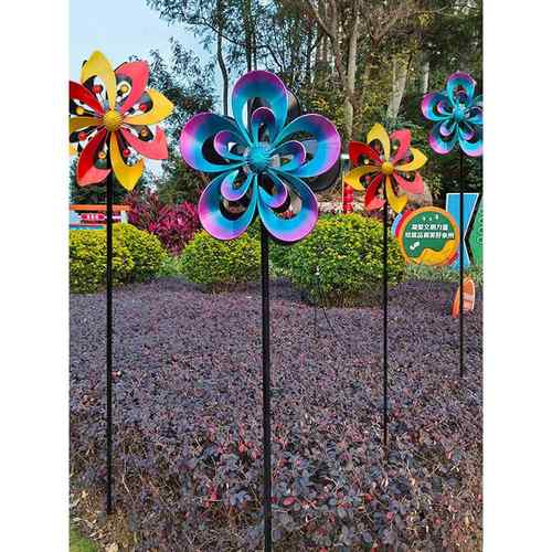 铁风车太阳能灯户外花园森林防水旋转幼儿园庭院装饰太阳能装饰品