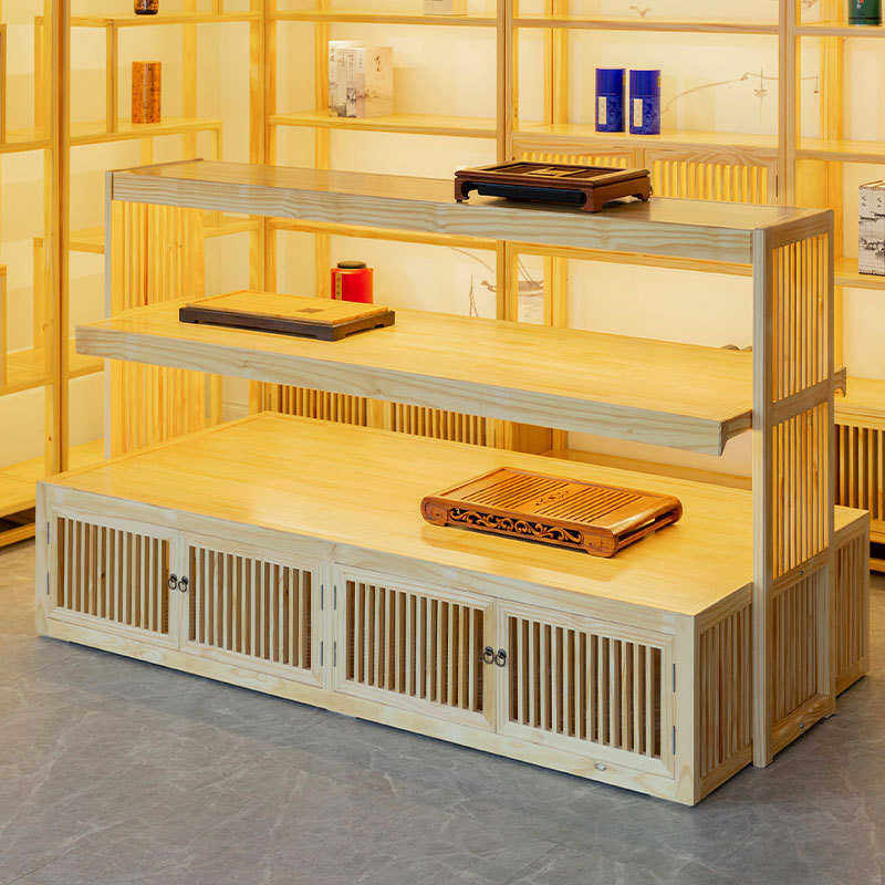 新中式实木中岛陈列柜禅意中岛柜带灯原木玻璃板展示中岛台流水台,全屋定制,定制书柜,淘宝优惠券,粉丝福利购,淘宝优惠卷