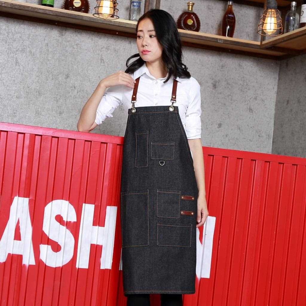新款直销围裙男女定 制logo咖啡店西快餐厅美食城美甲服务员时尚