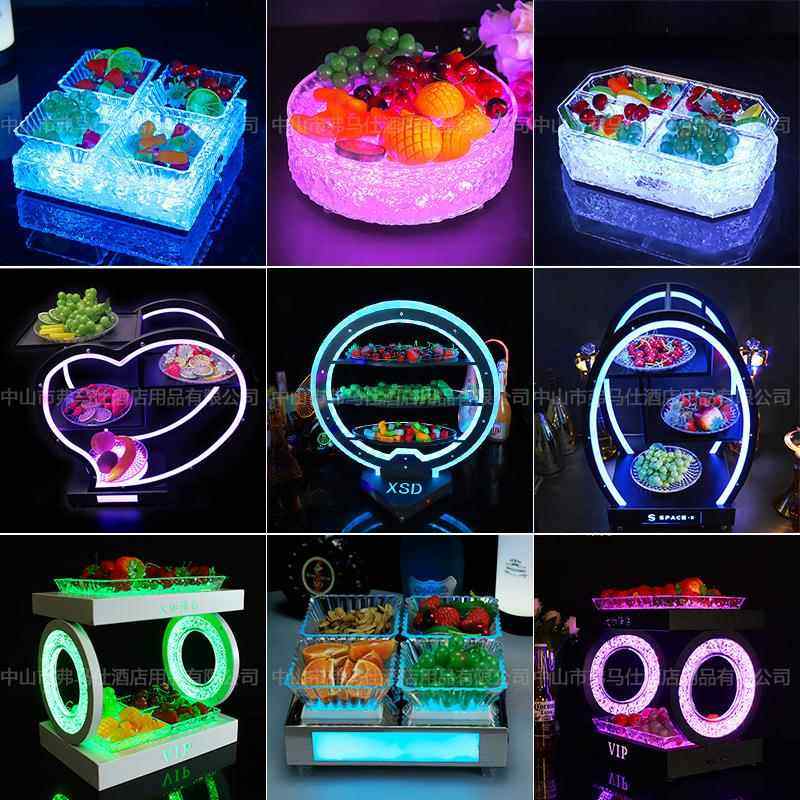 酒吧KTV发创光小吃盘架双层水果盘吃意小碟LD335不E锈钢水果盘