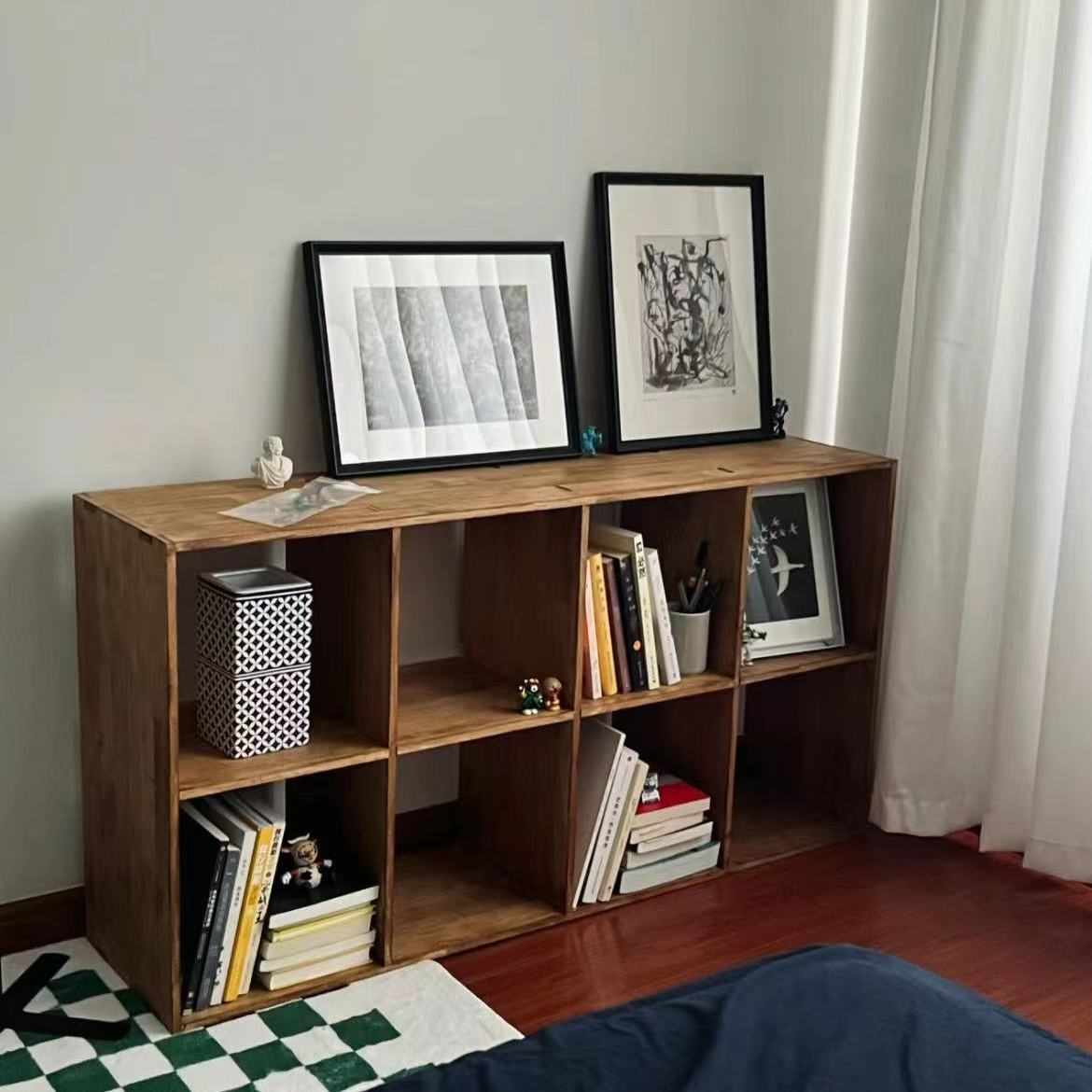 厂家直销老榆木新款书柜落地书架宫格家用置物架收纳柜子分层储物