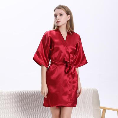 Ice silk sleepwear, cardigan, bathrobe, thin design, can