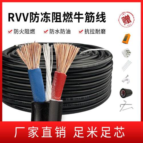 电缆线 线2芯RVV1.5/2.5/4/6平方电源延长线 线家用防水防冻足芯