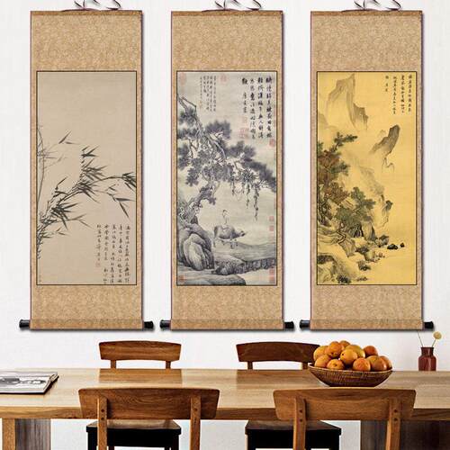 唐寅山水字画 画彷古名家字画 画酒店装饰挂画 画丝绸礼品卷轴画