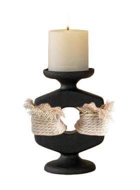 中古轻奢现代简约黑白几何树脂棉绳捏造烛台摆件样板样品屋展示中