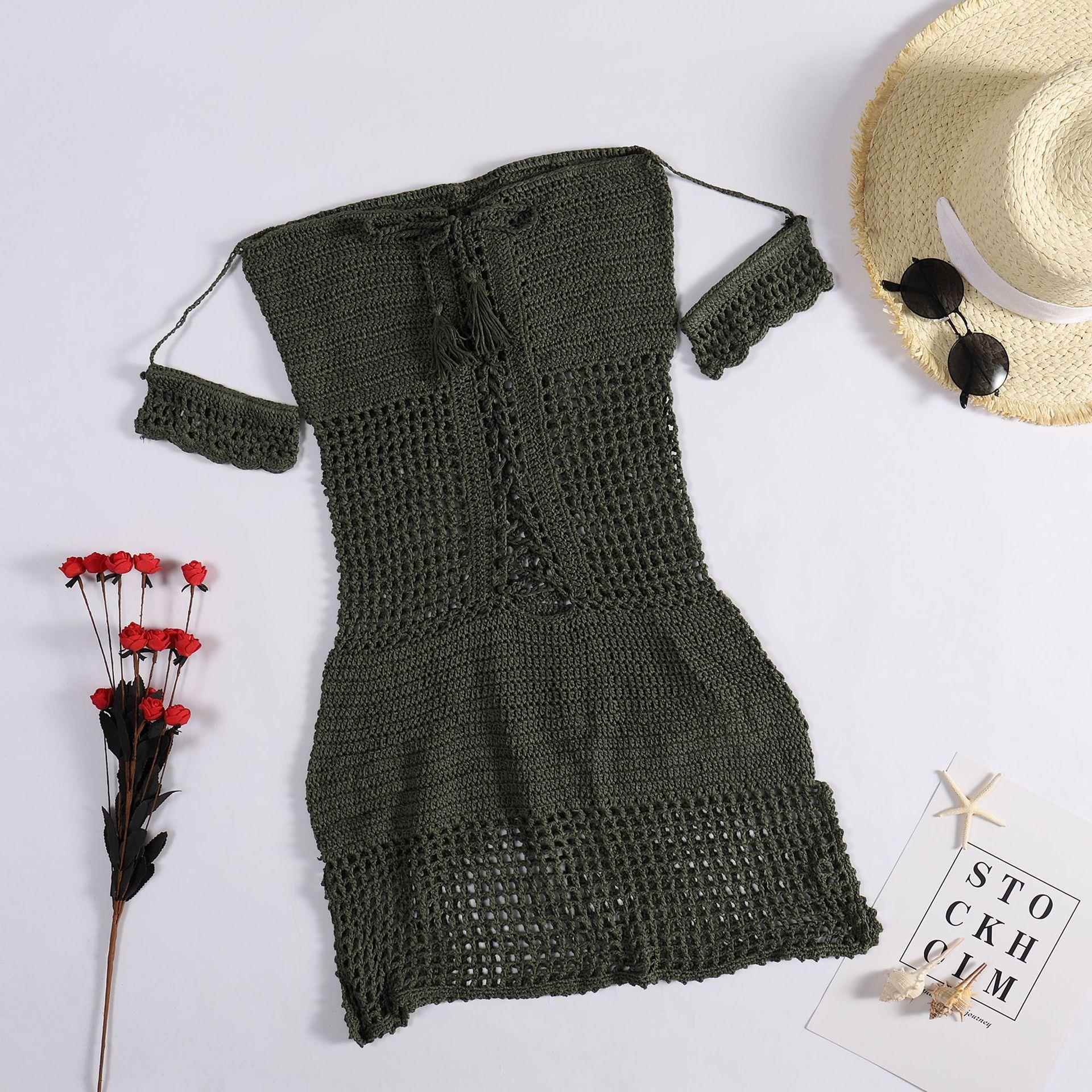 Outdoor knitted dress womens slim beach dress sexy