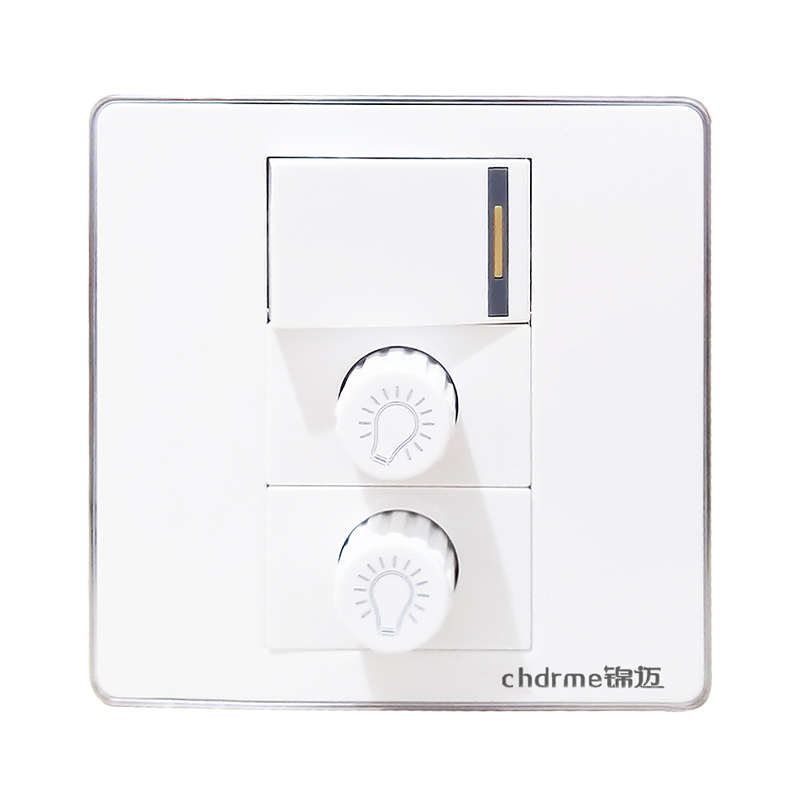 锦迈暗装86型单开双控带调光器家用面板220V一开二位调光开关200W