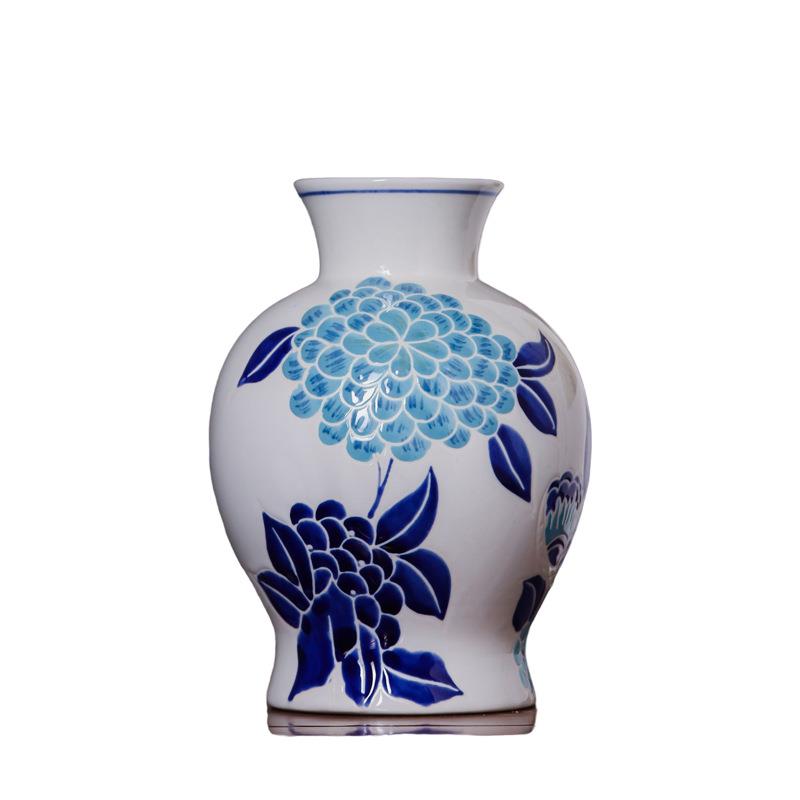 青花瓷花瓶新中式红色黄色彩色陶瓷花瓶水培插花瓷瓶家居装饰摆件