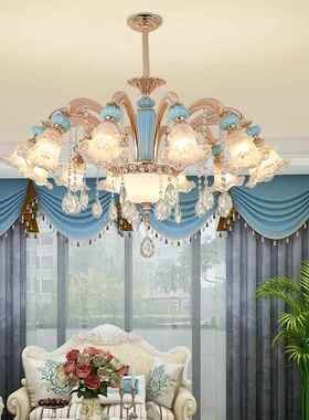 欧吊灯奢水华晶灯客田园公主式房Q103间灯具温馨浪漫法式厅灯饰家