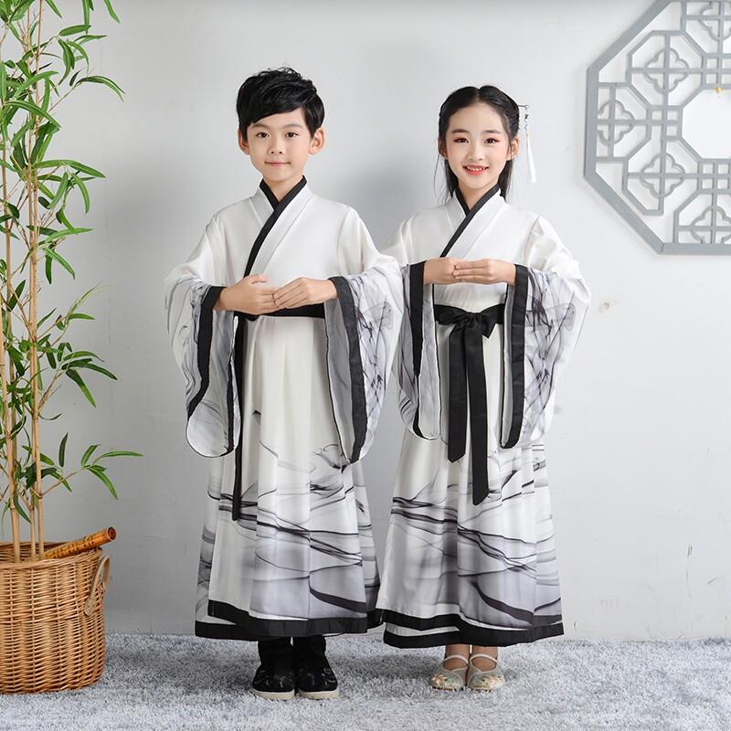 幼儿童古装汉服男童装唐朝诗人李白杜甫王维古诗词朗诵表演出服装