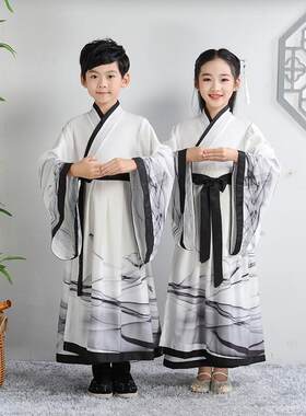 幼儿童古装汉服男童装唐朝诗人李白杜甫王维古诗词朗诵表演出服装