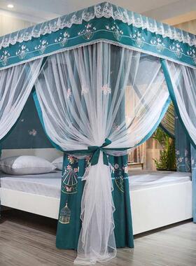 双层蚊帐床帘一体式家用欧式带支架1.8m蚊账1.5米2公主风遮光床