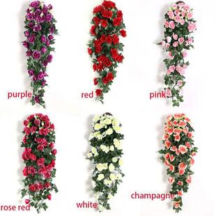 Artificial Flowers Rattan Fake Plants Vine Decoration Wall H