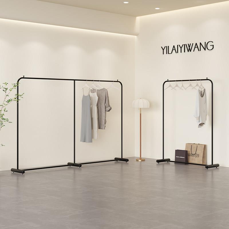 服装店展示架落地式简约黑色货架衣服挂衣架女装店专用衣架陈列架