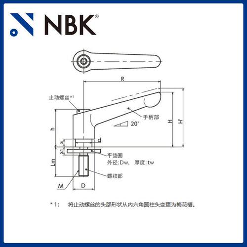 NBK LDMS-LW-NI全不锈钢外螺纹夹紧手柄 平垫圈装入型 厂家直供