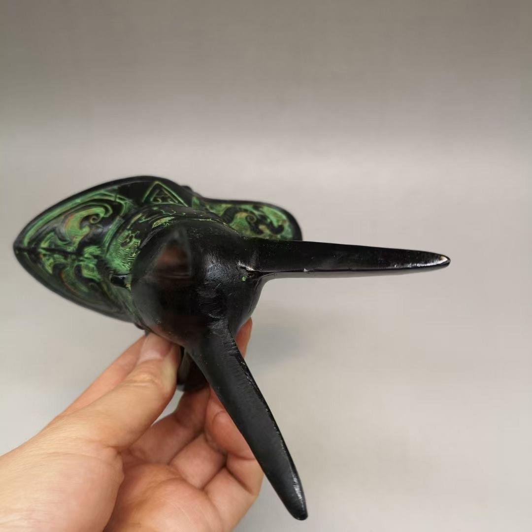 古玩工艺品现货收藏做旧杂件铜器复古做旧青铜三足酒杯摆件