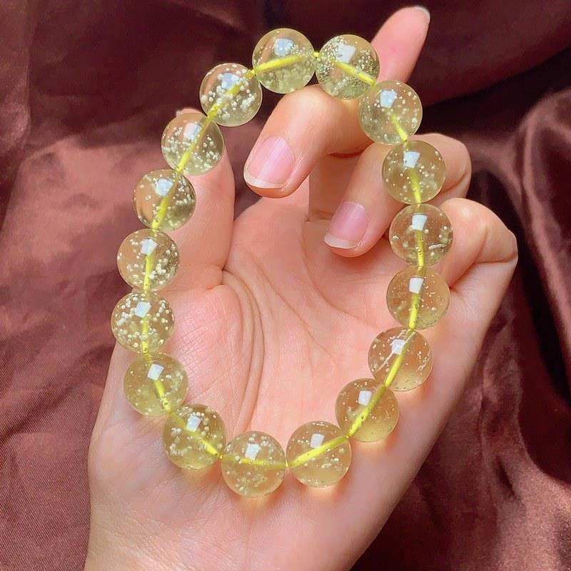 天然利比亚黄金陨石手链大颗粒男女款单圈圆珠手串珠链尺寸13毫米