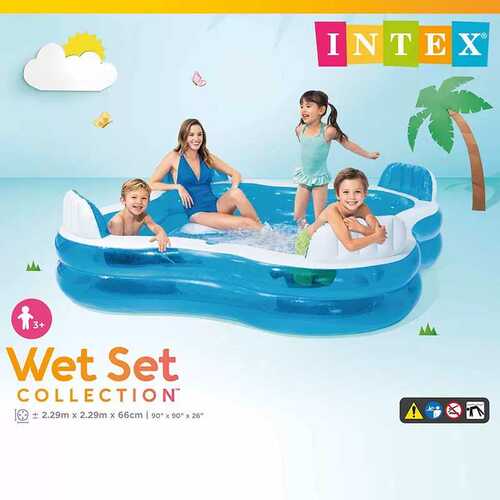 Intex56475 充气游泳池靠背座位家庭水池透明加厚宝宝戏水洗澡池