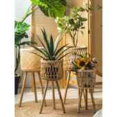 高脚花架藤编织客厅植物盆栽竹编花篮龟背竹爬藤编花盆阳台支架子