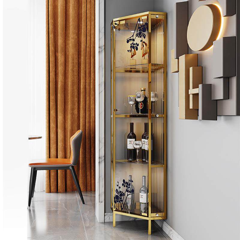 高端轻奢玻璃角柜转角柜现代简约客厅墙角柜三角储物柜餐边柜酒柜