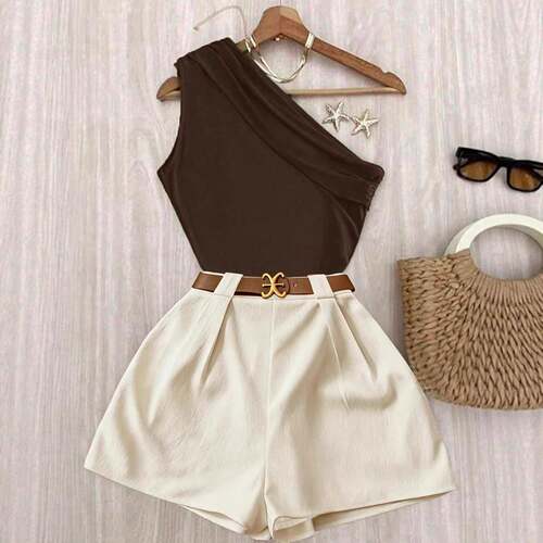 Spring Summer Women's Chic Office High Elastic Pleated
