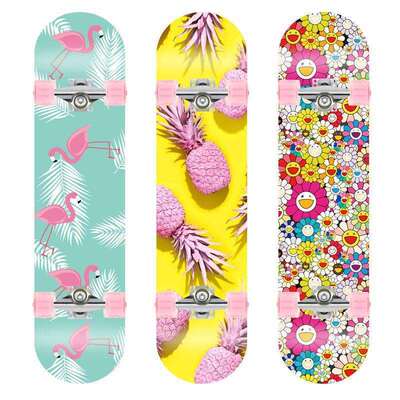 31寸四轮双翘滑板6045闪光轮初学者儿童刷街枫木滑板skateboard