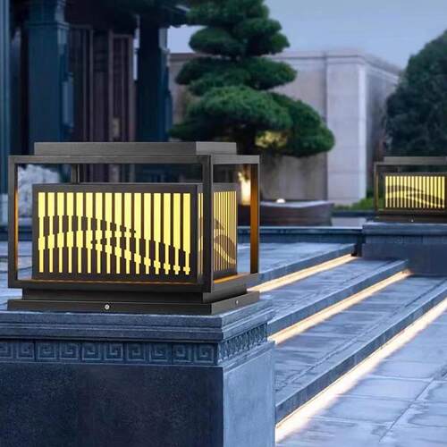 新中式不锈钢太阳能柱头灯LED庭院别墅柱子灯庭院 门柱子太阳能灯