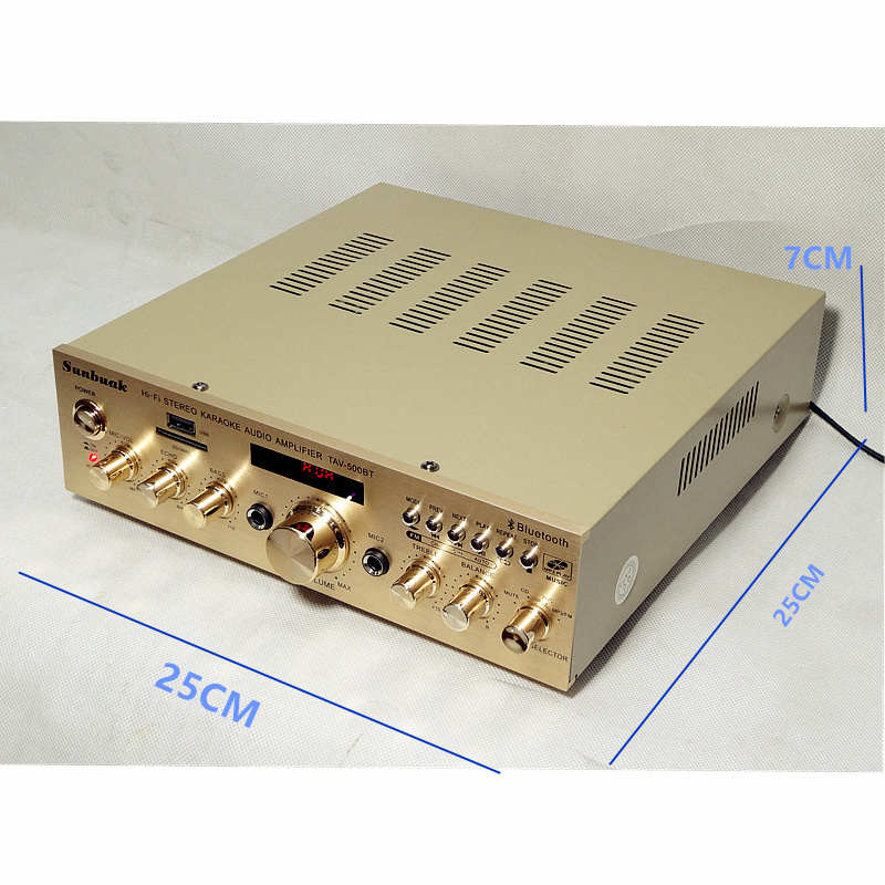 家用2声道大功率功放带蓝牙收音显示HIFI专业卡拉OK2.0插卡功放机