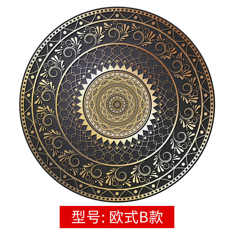 家用地毯地毯轻沙发花圈奢垫3d茶几卧室欧美绒客厅印圆形地床边