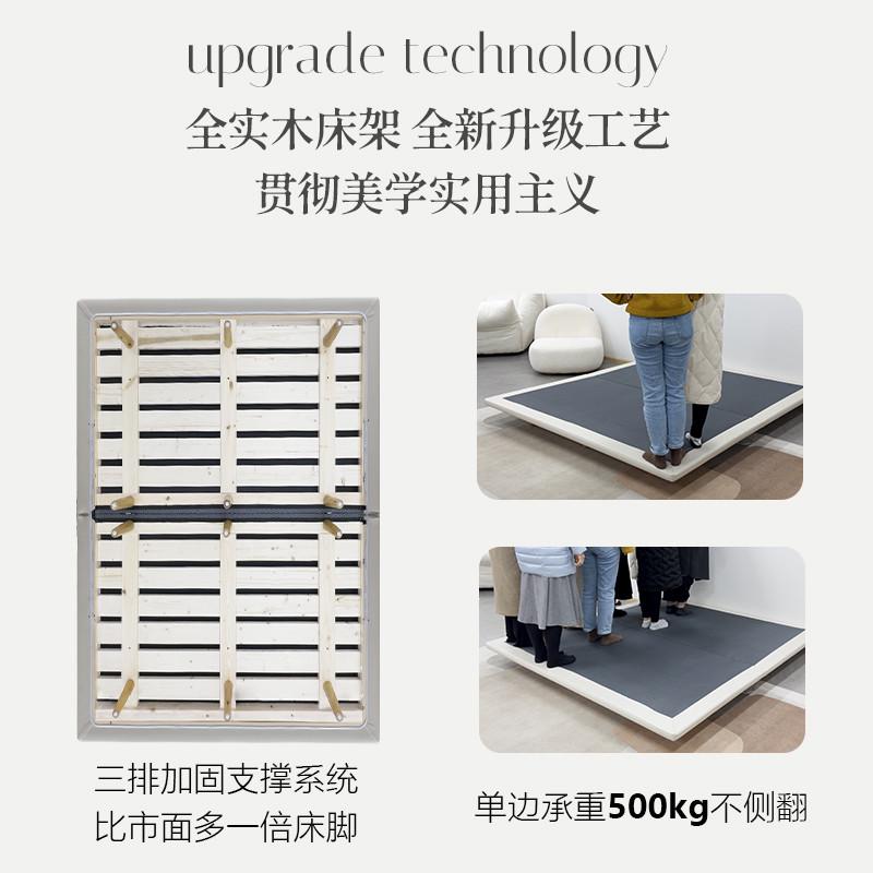 现代简约实木床床悬浮空空1.8米1.5米大床氛围灯带床 支架结构床