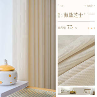 感轻雪卧室客厅简约现代茶色加厚高级遮光奢年2023尼尔新款 窗帘奶