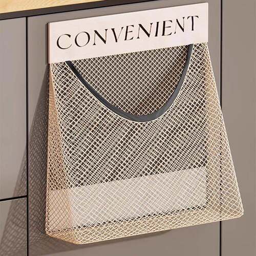 Kitchen Plastic Bag Organizer with Magic Tape, Wall-Mounted