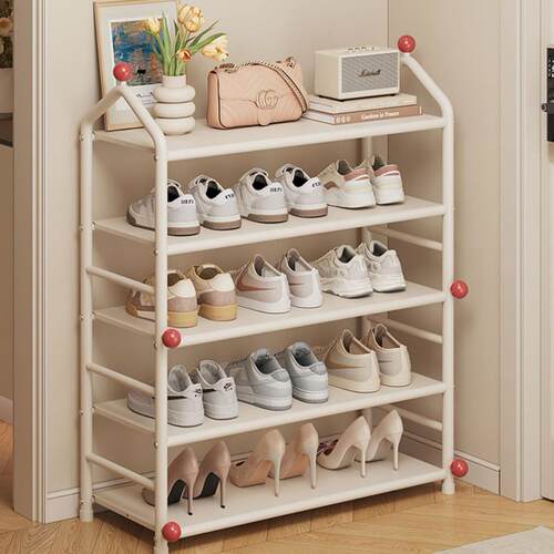 A simple shoe rack for home use, designed to fit in narrow e