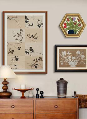 法式中古画风客厅装饰高级感复众古花卉餐厅挂小卧B-547室画壁画