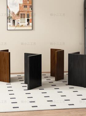 中古风实木桌腿VT型脚岩板大理石桌脚岛台餐桌书桌支架圆底座