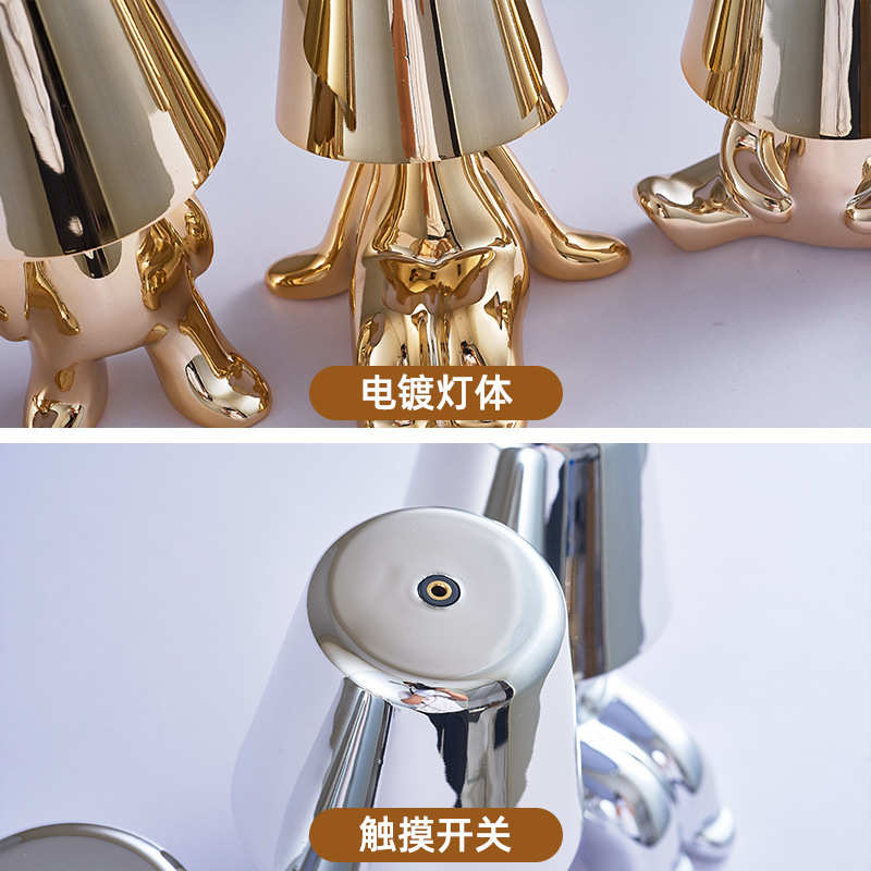 思考者小金人台灯卧室充电小夜灯thinker lamp装饰摆件小台灯