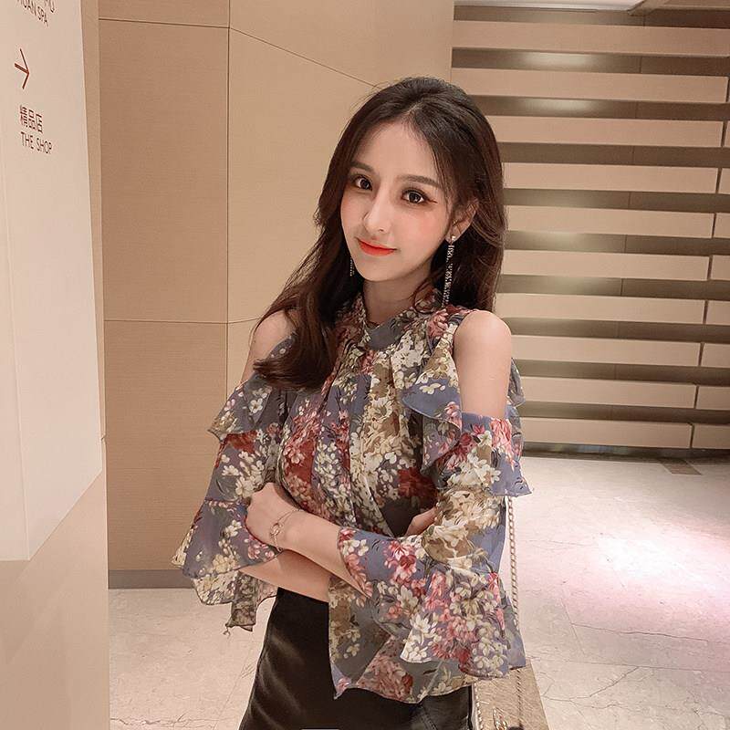 上衣女设计感小众2026年夏季新款时尚露肩碎花短袖T恤女宽松洋气