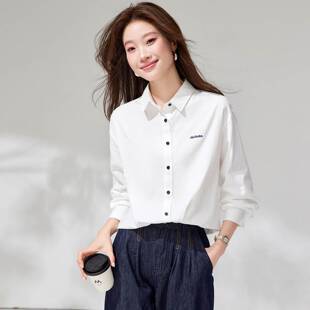 春装白色衬衫女款2026新款女装超火减龄上衣女高级感轻奢纯棉衬衣