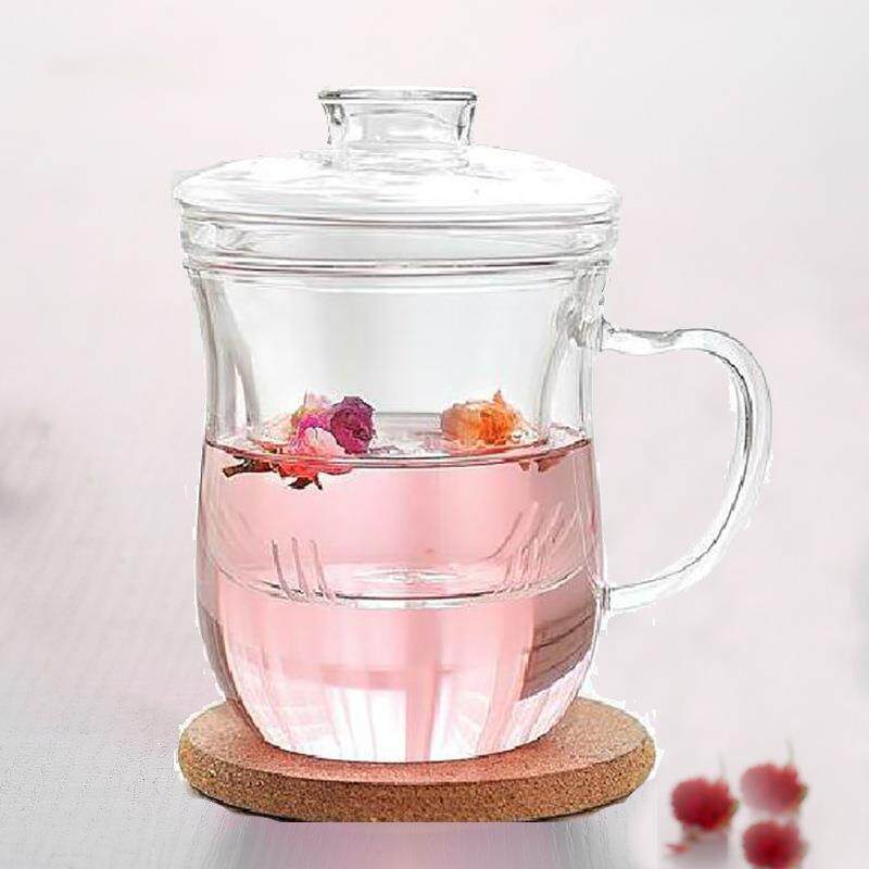 厂家玻璃水杯带盖花茶杯家用喝水杯子办公室泡茶杯子过滤茶杯