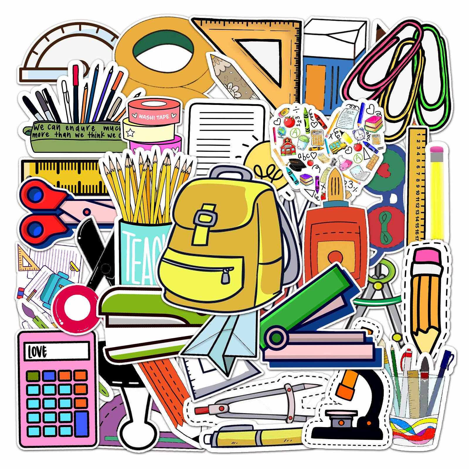 直销新款50张卡通个性文具套装diy装饰滑板车摩托车行李箱汽车车